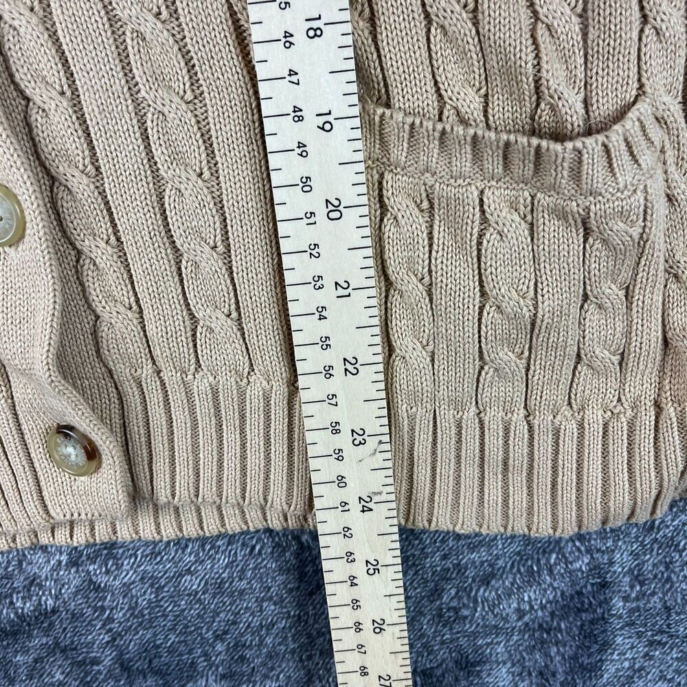 Vtg Lauren Ralph Lauren Chunky Cable Knit Shawl Collar Cotton Cardigan L/XL* - Picture 6 of 12